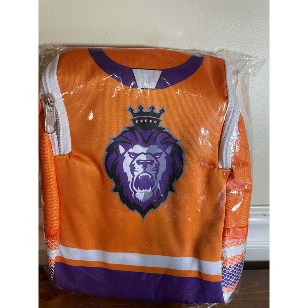 Reading Royals ECHL Hockey Jersey Insulated Lunch Bag Orange Purple Lion Logo